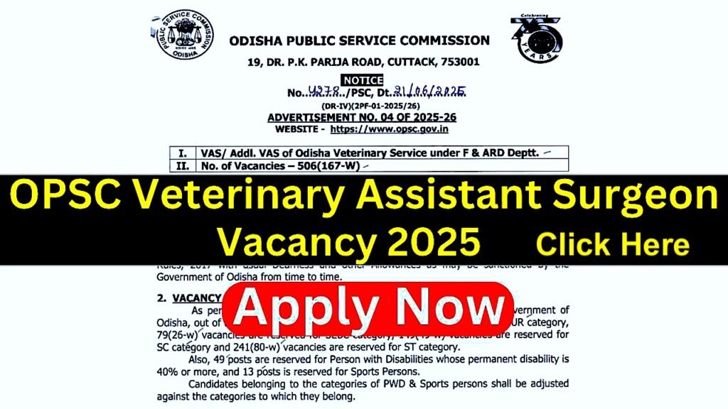 OPSC Veterinary Assistant Surgeon Vacancy 2025